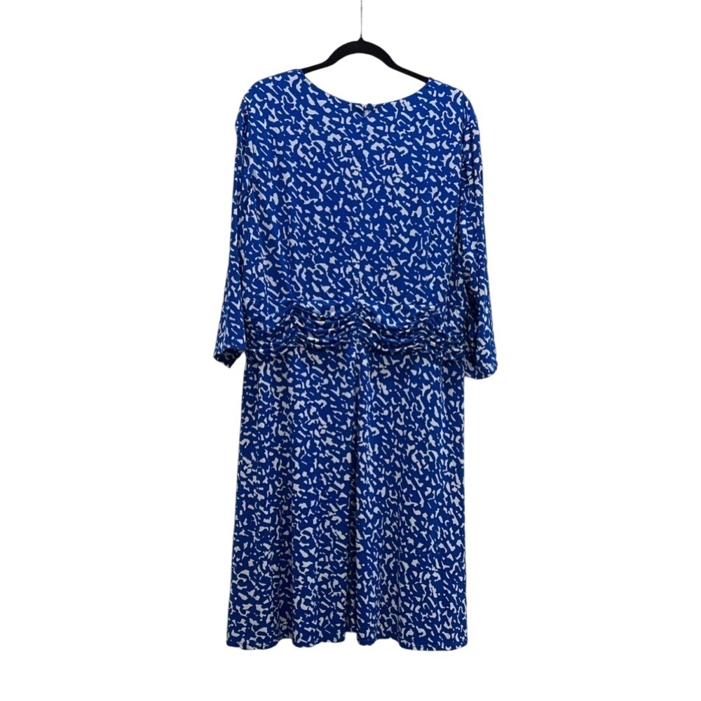 Jessica Howard Blue and White Faux Wrap Dress Size 20W - Picture 2 of 9